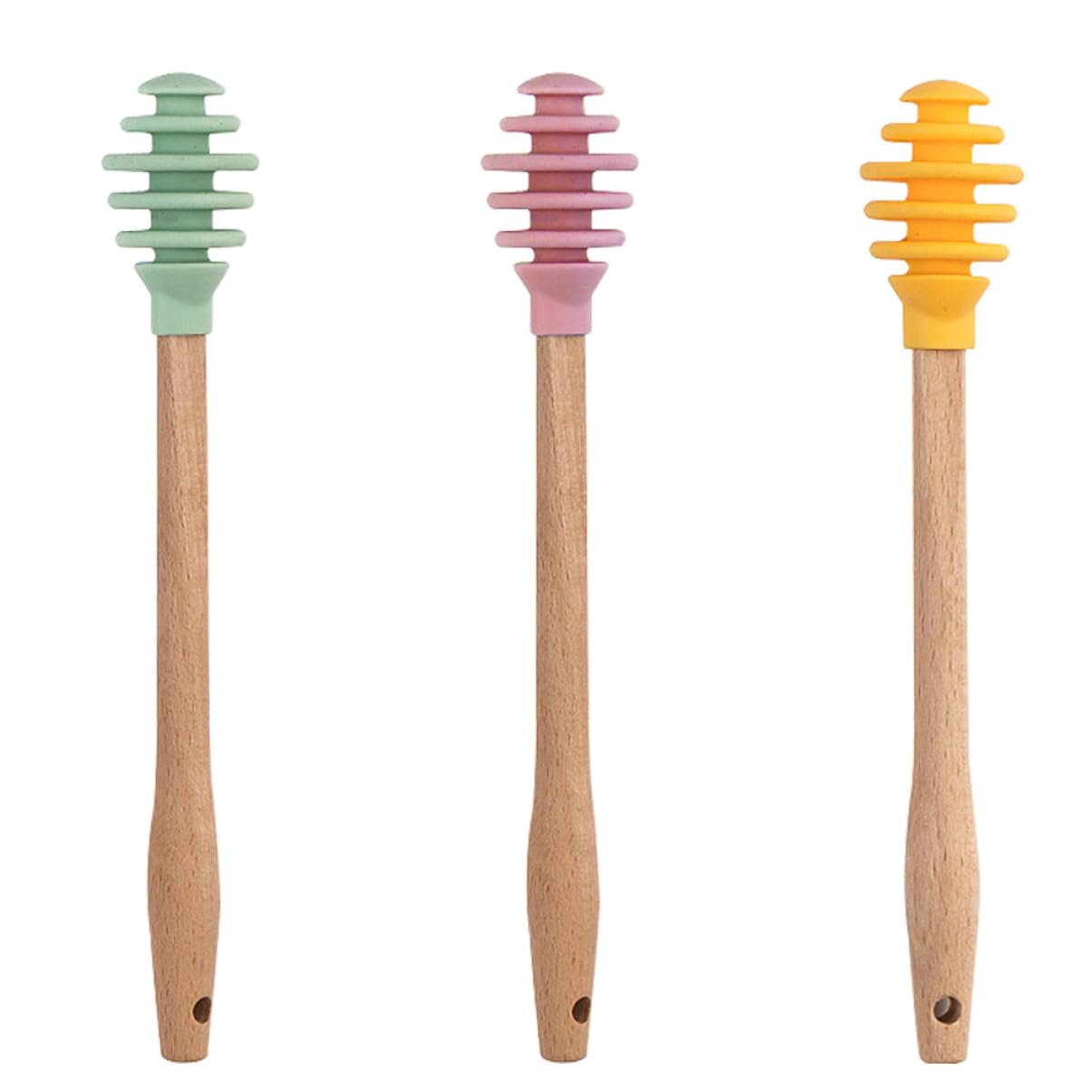 Ciieeo 3-piece Silicone Wood Honey Stirrer Set Mini for Baking Pastry Chefs Farmers
