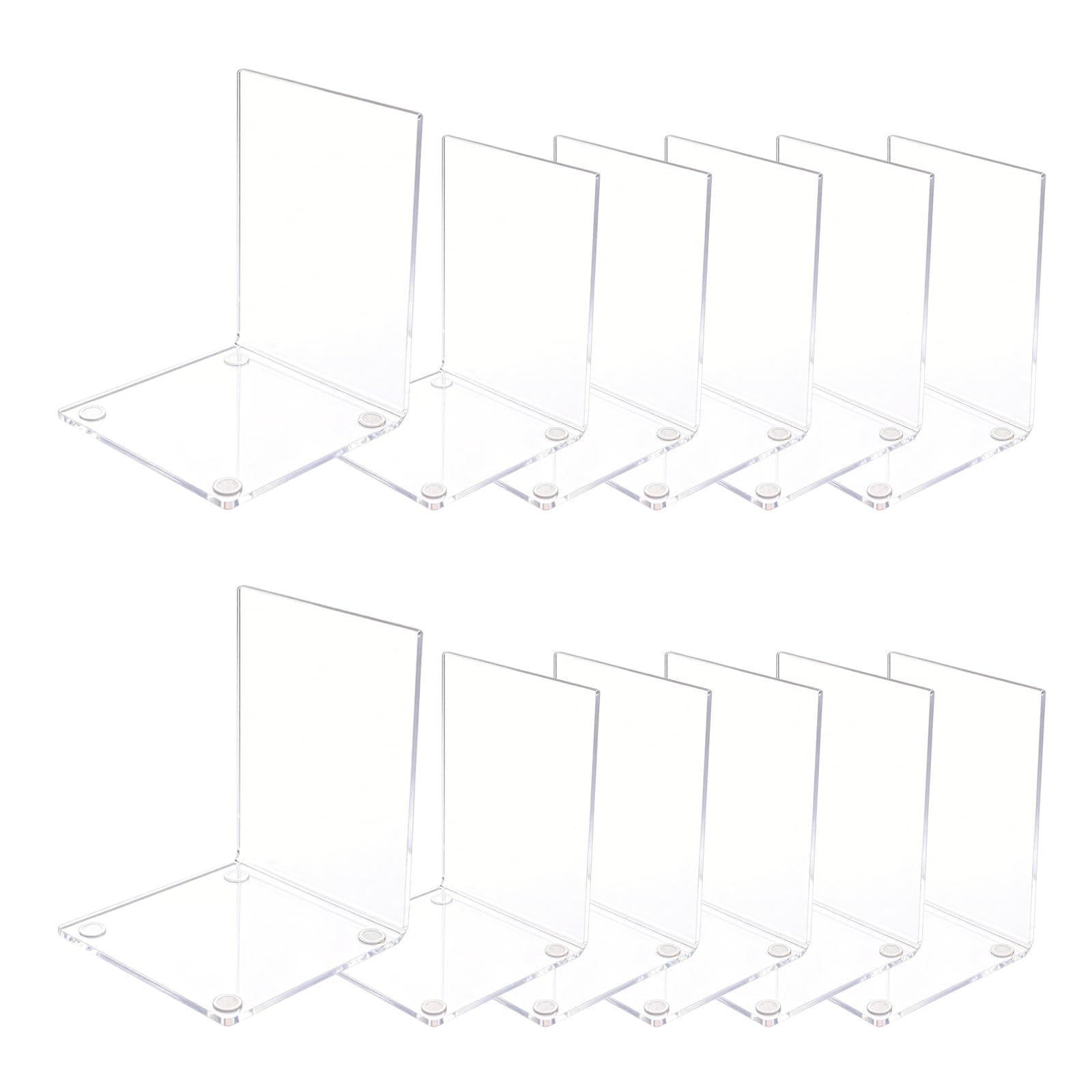 Bibliothèque épurée avec le lot de 12 serre-livres en acrylique transparent pour salon