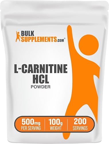 BULKSUPPLEMENTS.COM L-Carnitina HCl Powder - Suplemento de carnitina, polvo de carnitina, L-carnitina 500 mg - Suplemento de aminoácidos, 500 mg por