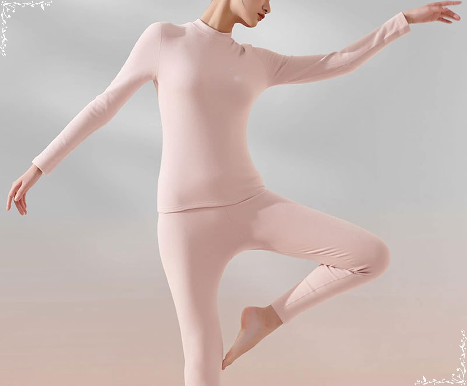 Womens Thermals Set, Cotton Thermal Wear, Light Pink Base Layer Thermals Set Multiple Sizes