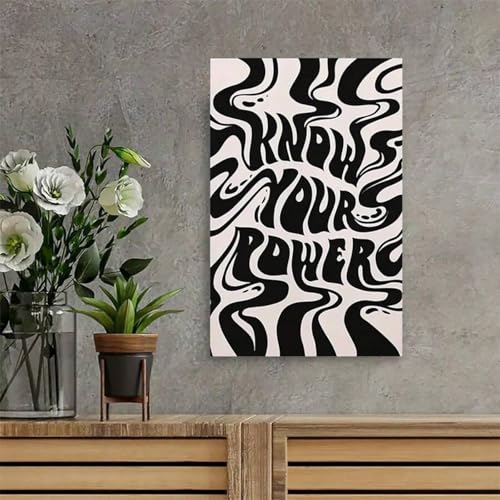 Toile Connaissez votre pouvoir art déco grand format 80x120 cm affiche salon noir et blanc