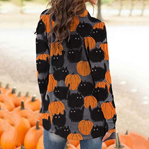 Halloween Christmas Women'Shirt Cardigan Long Sleeve Cat Pumpkin Snowman Jacket Top