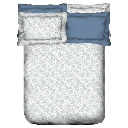 Image of Trident Nectarsoft King Size Bedsheet, 100% Cotton Bedsheet for Double Bed, 5-Piece Set (1 Bedsheet with 4 Pillow Covers) Superior Softness, 400 Thread Count, Luxurious Finish - Adelia Aqua