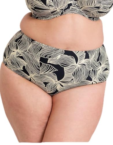 Curvy Kate High Waist Bikini Brief Ripple Reef Womens Ladies Sport Beach Swimwear Black Print Size XL