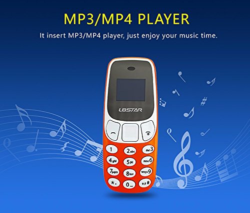 L8star BM10 Worlds Smallest Phone 2 in 1 Mini Phone Unlocked GSM with Hands Free Bluetooth Dialer Bluetooth Headphone Dual SIM Card GSM (Orange)