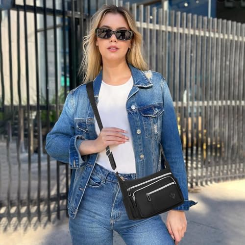 Crossbody Bags for Women Nylon Waterproof Shoulder Purse Messenger Bag Ladies Multiple Pockets Bag for Travel2