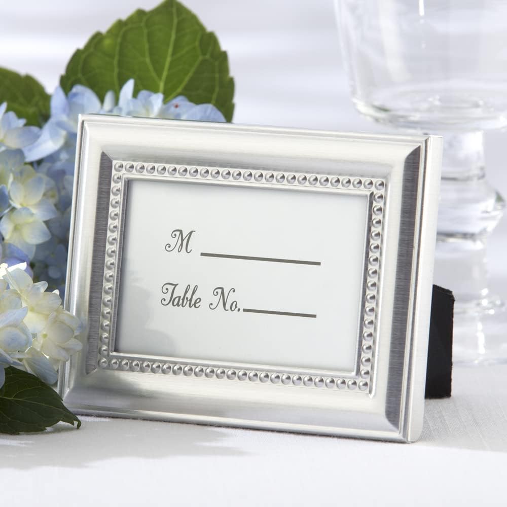 Kate Aspen Beaded Mini Silver Picture Frames/Place Card Holder, Wedding Decor, Wedding Favors, Tabletop Photo Holders (Set of 6), As seen in the hit movie 27 Dresses