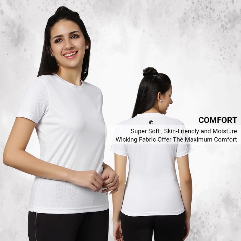 Image of omtex Dotty Athletics Tee for Women's | Short Sleeve Tees | Quick Dry Outdoor Running Gym Workout,Sports T-Shirt with Multipack Tee