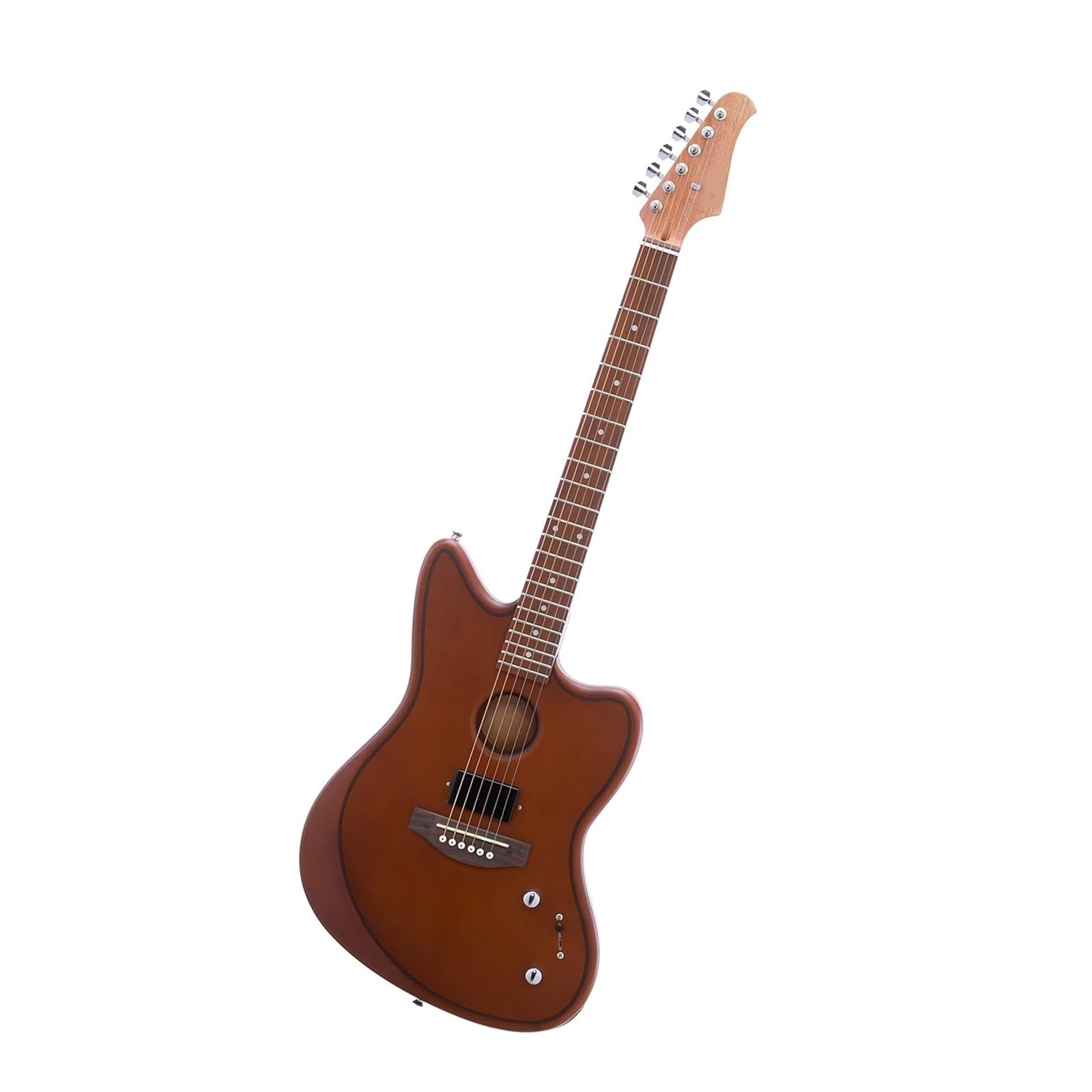 Semi Hollow Elektryczna Gitara Akustyczna Matowy Brązowy Profesjonalny Instrument Muzyczny