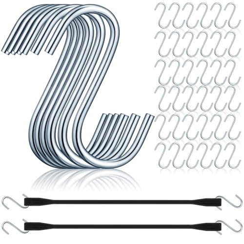 Image of Yaocom 100 Pcs Bungee Cord S Hooks Bulk Rust Resistant Steel Tarp Strap Bungee Cords Heavy Duty Metal S Hooks for Elastic Rope Nylon Fiber and Natural Rubber