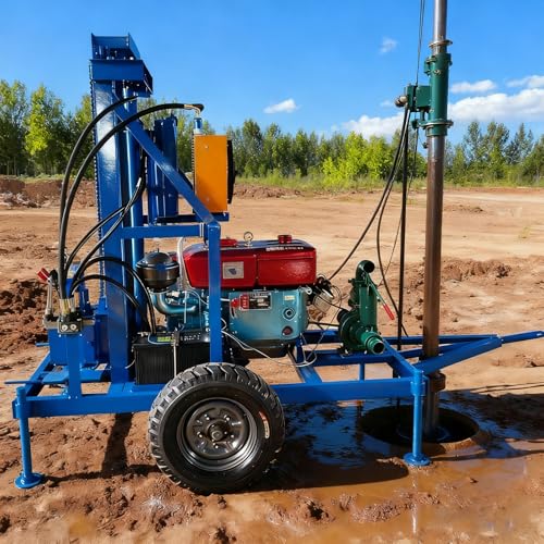 Mini impianto di perforazione idraulica per pozzi d'acqua | Piccola macchina mobile per trivellazione per pozzi di acque profonde per cortile, giardino e agricoltura