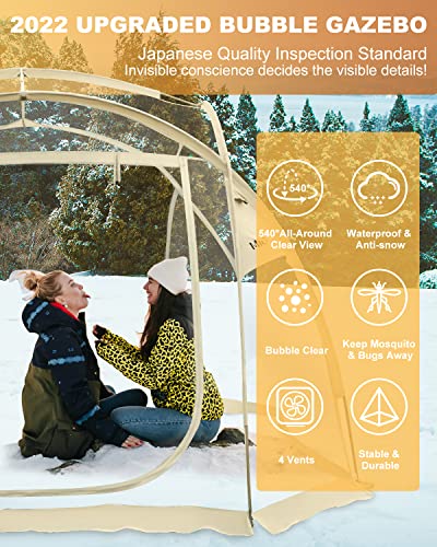 Transparent Outdoor Tent, Larger Space With 88.5Ft², 10' X 10' Portable Clear Screen House, 4-6 Person Shelter, Clear Pod, Canopy Gazebo For Patios, Backyards, Camping, Miotsukus #TOP2