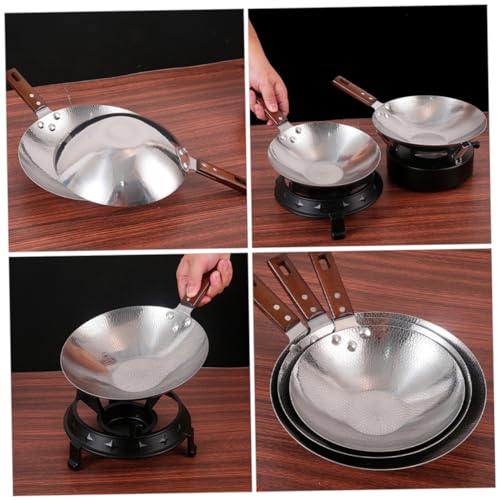 Wok con mango de madera y acero inoxidable miniatura 3
