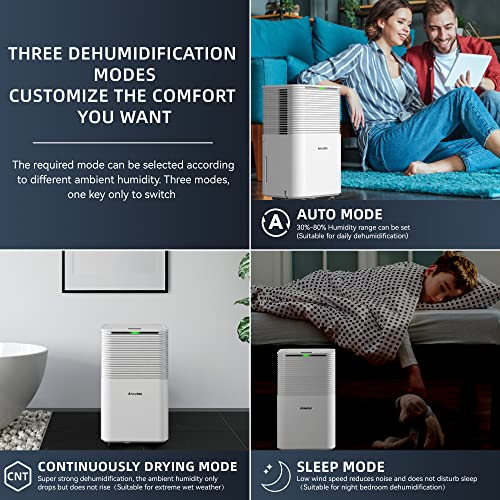 Anouton 2,000 Sq. Ft. Dehumidifier For Large Room Or Basements, Bedroom, Dehumidifier With Drain Hose, With Digital Control Panel,Overheat Protection (White) #TOP4