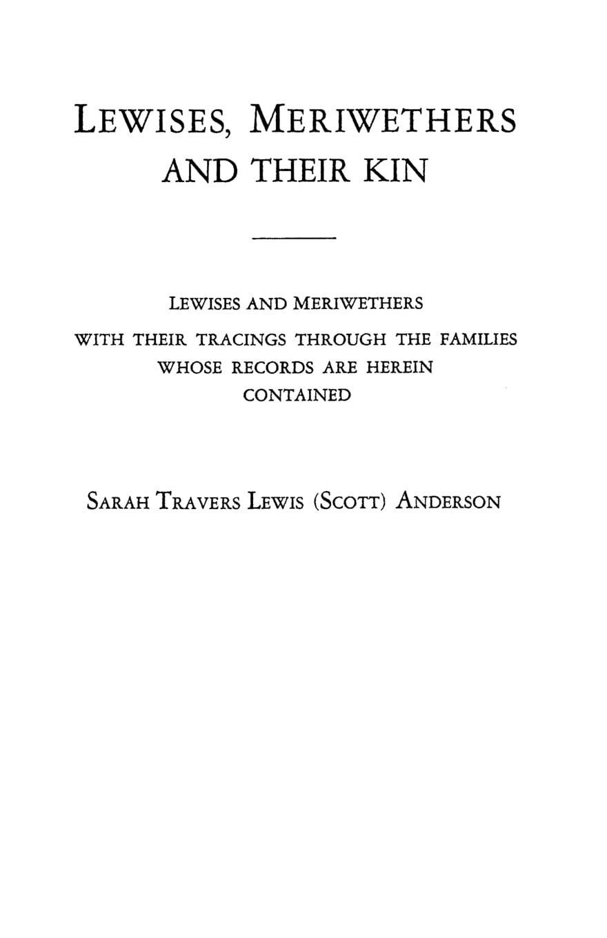 Lewises, Meriwethers and Their Kin