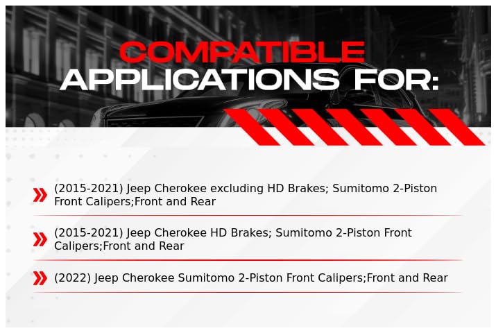 Image of R1 Concepts Front and Rear Brake Kit Fits 2014-2023 Jeep Cherokee| Ceramic Pads, Blank Rotors| Hardware| 13.0 inch Front & 12.6 inch Rear
