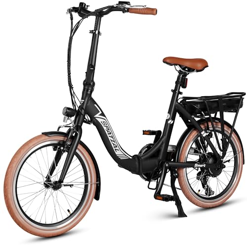 SPATIAL E Bike Klappard, 20 Zoll Elektrofahrrad, 40NM 250W Motor 36V 374.4Wh Batterie, 7 Gang Schaltung LCD Anzeige, Herren Damen City Ebike