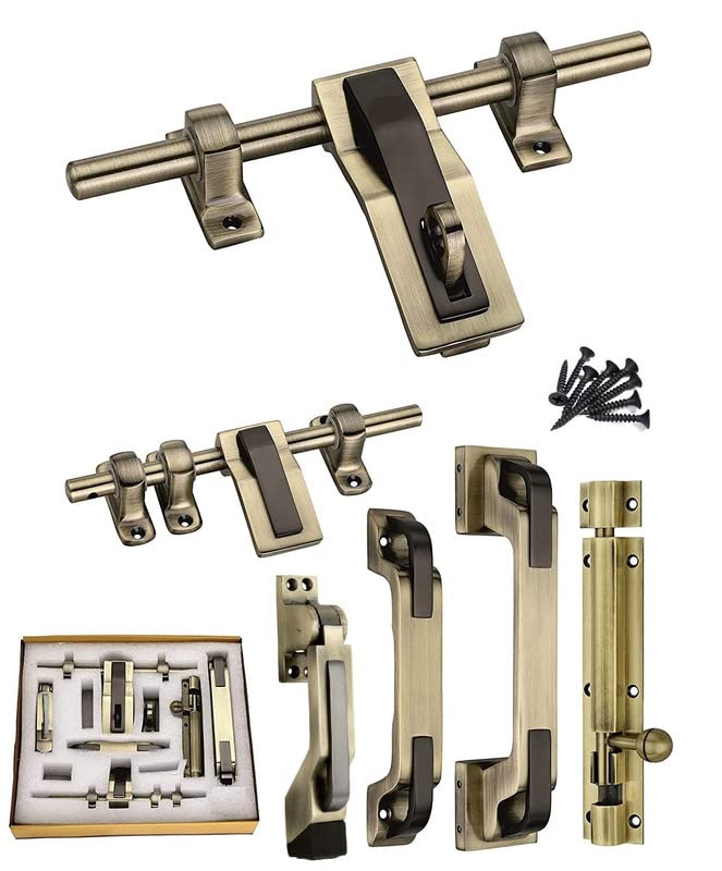 Shiv Sarika India Galaxy Zinc Alloy Heavy Single Door Fitting Accessories Full Set/Kit for Bedroom Door (1 Aldrop, 1 Latch, 2 Handles, 1 Tower Bolt and 1 Door Stopper) (10 Inch,Antique Glossy) (B09V5C92Z7) Amazon Price History, Amazon Price Tracker