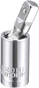 TOP-VIGOR 1/4 Inch Drive Universal Joint Swivel Deep Impact Socket, Cr-V Steel Socket Adapter with 360  Swivel and Spring-Loaded Ball for Ratchets and Hand Tools