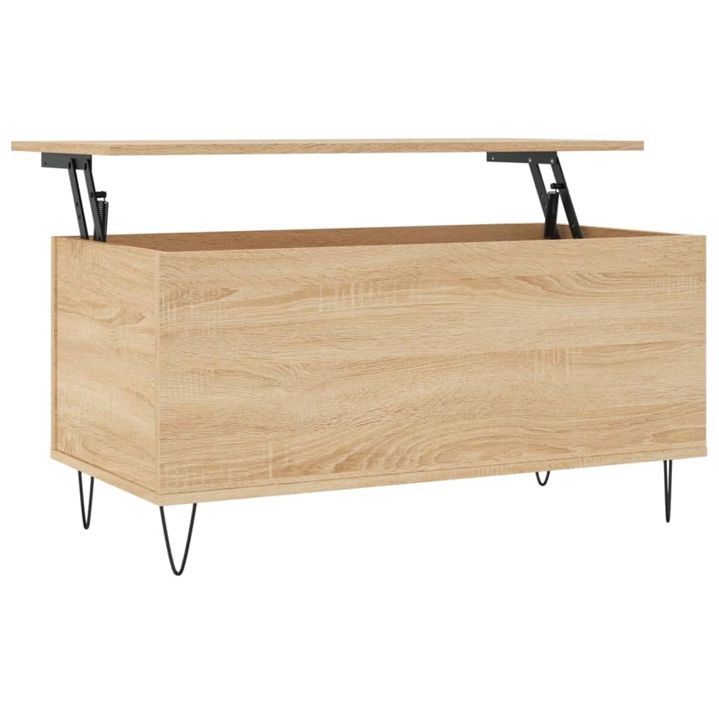 Homgoday Tavolino da caffè in rovere Sonoma, 90 x 44,5 x 45 cm, in legno ingegnerizzato, tavolino da tè per soggiorno, sala d'accoglienza degli ospiti, camera da letto e ufficio, mobili tipo 2
