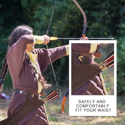 Eccliy Leather Hip Quiver for Arrows Halloween Cosplay Archery Hunting Quiver Arrow Holder Handmade Archer Accessories for Shooting Targeting, Training, Cosplay