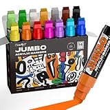 JusArt 14 Colors Jumbo Markers for Posters, 15mm Wide Tip, Thick Acrylic Paint Markers for Rock, Fabric...