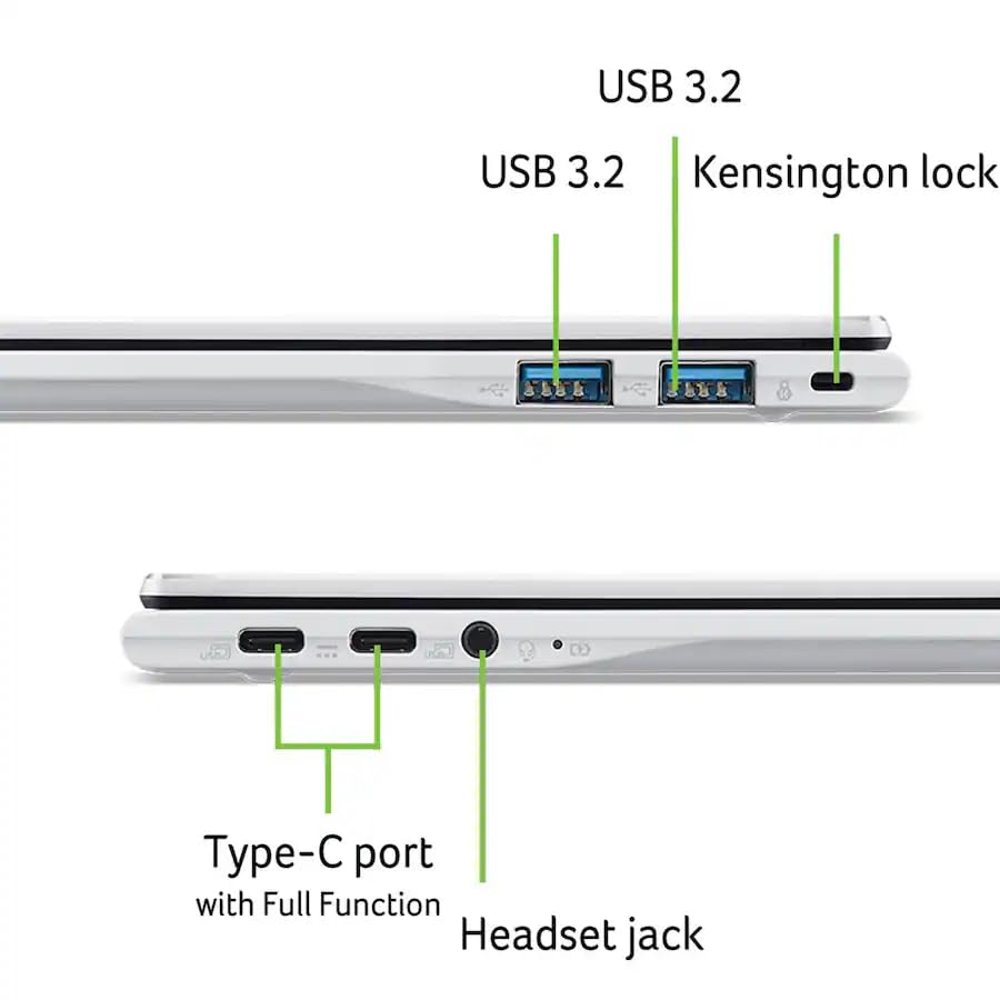Image of Acer Chromebook Plus Spin 514 Laptop | 14 inch WQXGA Touchscreen | MediaTek Kompanio Ultra 8-Core Processor, 16GB RAM, 256GB SSD | Wifi7, Fingerprint Reader, Backlit Keyboard | Chrome OS-Silver