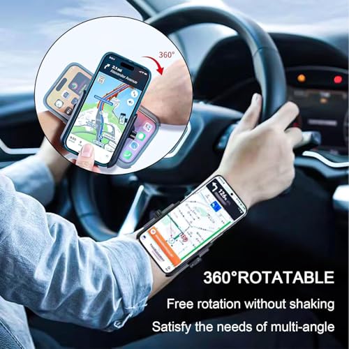 Image of Adjustable Rotating Phone Wrist Armband, 360 Detachable Mobile Holder Strap for Running, Hiking Cycling, Driving, Gym, Workout, Universal Fit for iPhone & Android Smartphones, Hands-Free Sports Band