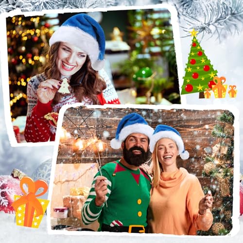 Image of Vicenpal 20 Pcs Santa Hats Bulk for Adults, Light Blue, Classic