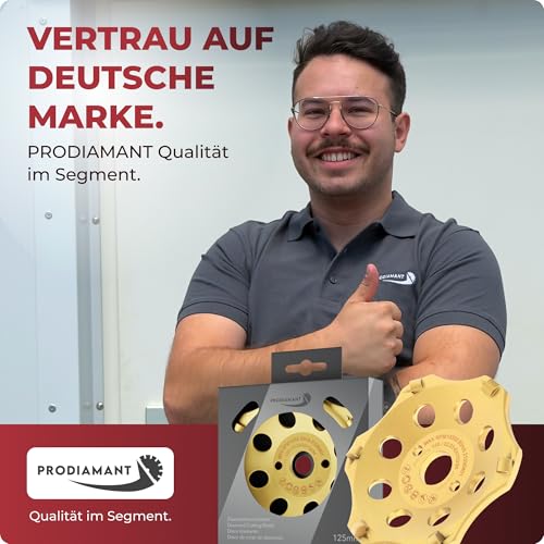 PRODIAMANT PKD Diamantschleiftopf 125mm für Winkelschleifer - 6 Segmente für Beton, Estrich & robuste Beschichtungen - langlebig und leistungsstark