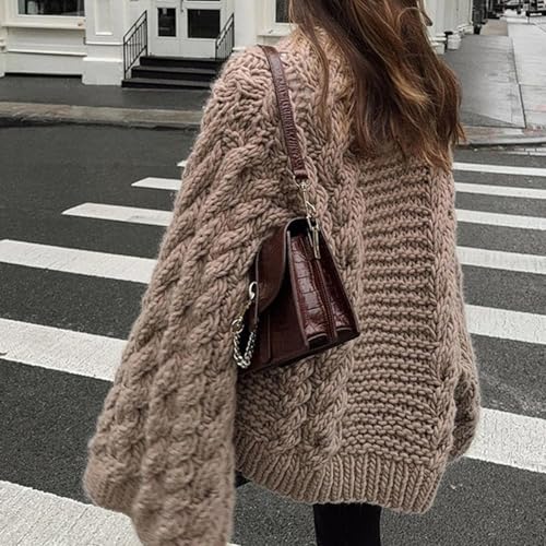 NRTHYE Women's Oversized Cable Knit Sweater Tops Loose Long Sleeves Crewneck Chunky Slouchy Baggy Pullover Sweaters4