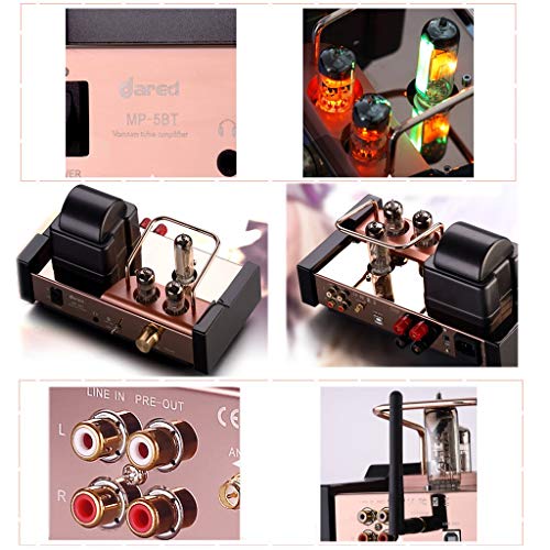 Dared Mp-5Bt Hifi Vacuum Tube Amplifier, Audiophiles Professional Stereo Integrated Amp, Hybrid Amplifier, Usb Dac/Line Input, 25W X 2 Output, With 6N1,6N2,6E2 Tubes #TOP4