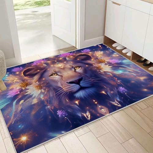 Tapis bleu marine lion fantastique facile à nettoyer pour grand salon