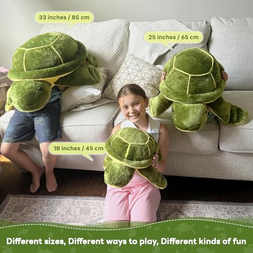 Image of MorisMos 18 inch Turtle Stuffed Animal, Fluffy Stuffed Turtle Plush Pillow Toy, Soft Sea Turtle Stuffed Animal Plush, Gift for Kids, Boys, Girls Birthday Chrismas, Green