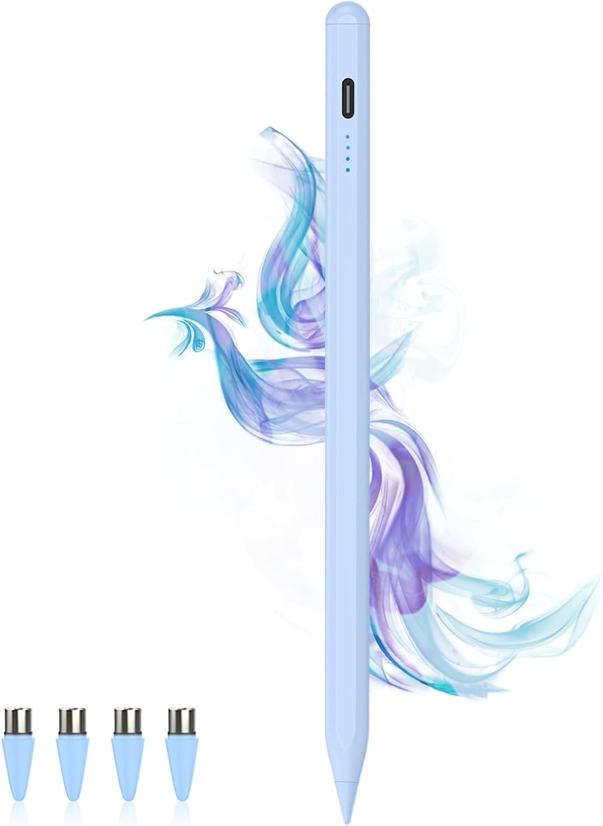 Stylus Pens for Touch Screens Power-Display Tablet Pen POM Tip Magnetic Digital Touch Pen Compatible with iPhone/iPad/iPad Pro/Lenovo/Switch 1/2/Other Smartphone and Tablet Devices (Blue)