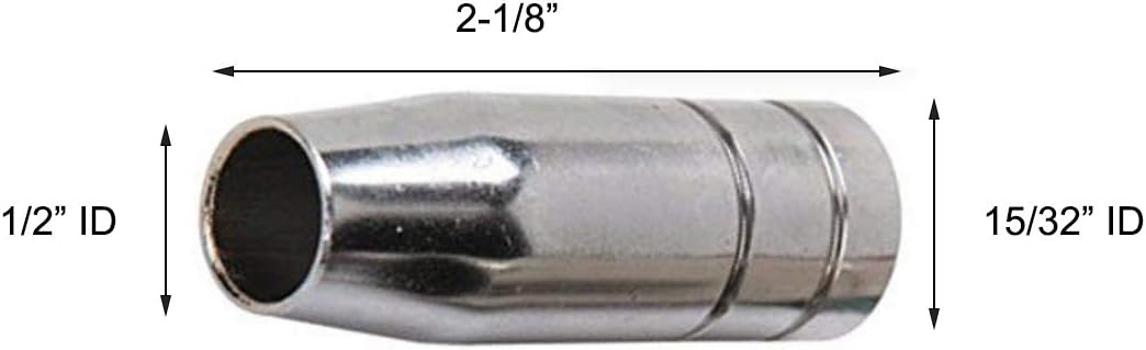 Diagram showing dimensions of a MIG gun gas nozzle.