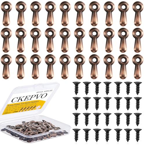 Image of OPASYO Metal Picture Frames Turn Button Fasteners,120 PCS Picture Framing Supplies with 120Pieces Screws,Picture Frame Backing Clips for Hold Photo Picture Poster Painting in Frame Picture (Copper)