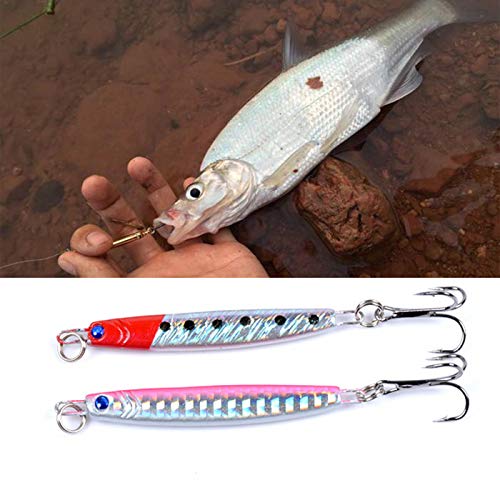 HiChuAng 5 Pcs Metal Fishing Spoons Lures Set – Heavy Duty Hard Saltwater Freshwater Fishing Lures with Sharp Treble Hooks for Cod Bass Trout Pike – Corrosion Resistant Casting Spoons 15g 6.5cm - Image 3