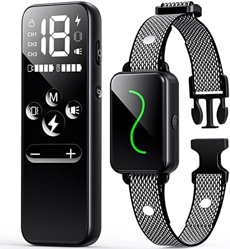 Vsezund Dog Training Collar, Rechargeable Shock Collar for Dogs with Vibration, Electric Shock, Beep, Security Lock, Remote and Waterproof for Small, Medium, Large Dogs