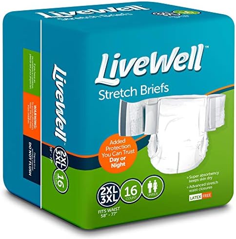 Ultimate Breathable Unisex Stretch Briefs (2XL /3XL 58" - 77" Waist) - 16 Count