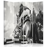 INFOS TECHNIQUES : La séparation de pièce composée des éléments ECO sans danger pour les enfants, munie des charnières métalliques. La toile de 260g/m2 tendue sur les solides châssis en mdf entre lesquels a été inséré le panneau de fibre.