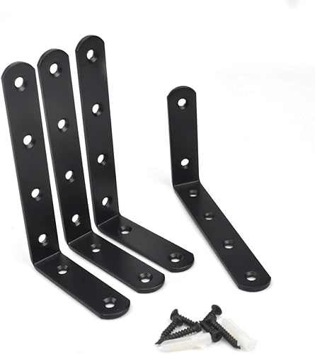 Miniatura 4 de 4 soportes de estante resistentes de acero inoxidable en forma de L, soporte de estante de metal para estantes de gabinete, 4.921 x 2.953 in con 24