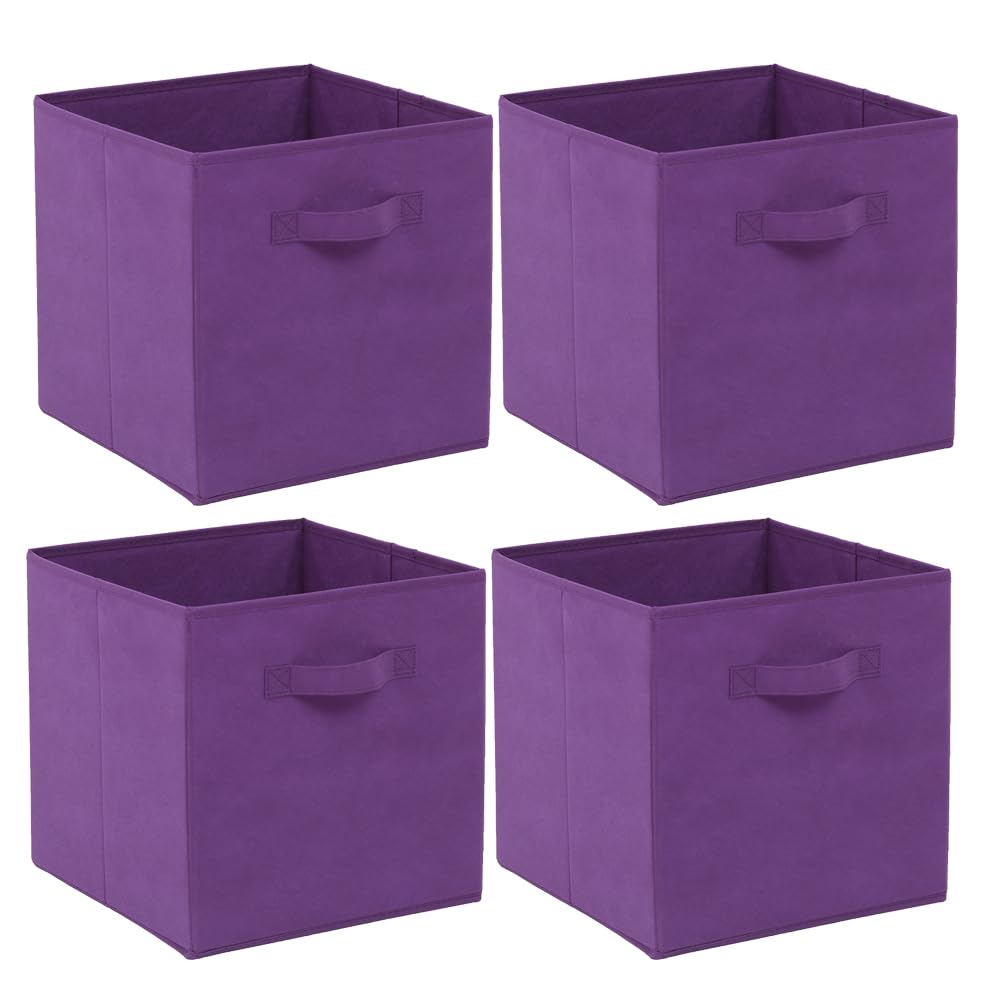 Homullel Foldable Storage Cube Boxes Set of 4, Storage Unit Box with Handle, Collapsible Storage Bins Organiser for Shelf Closet Organization