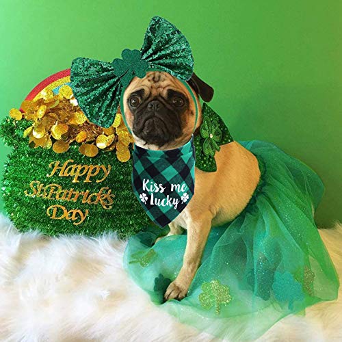 Stmk 3 Pack Holiday Plaid Dog Bandana, Valentine's Day St. Patrick's Day Easter Plaid Dog Puppy Bandana Triangle Scarf For Dog Puppy Holiday Party Supplies #TOP7