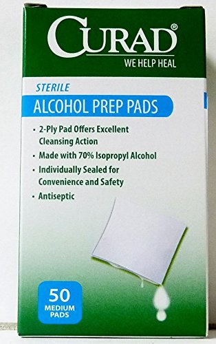 Sterile Alcohol Swabs, 50 Medium Pads