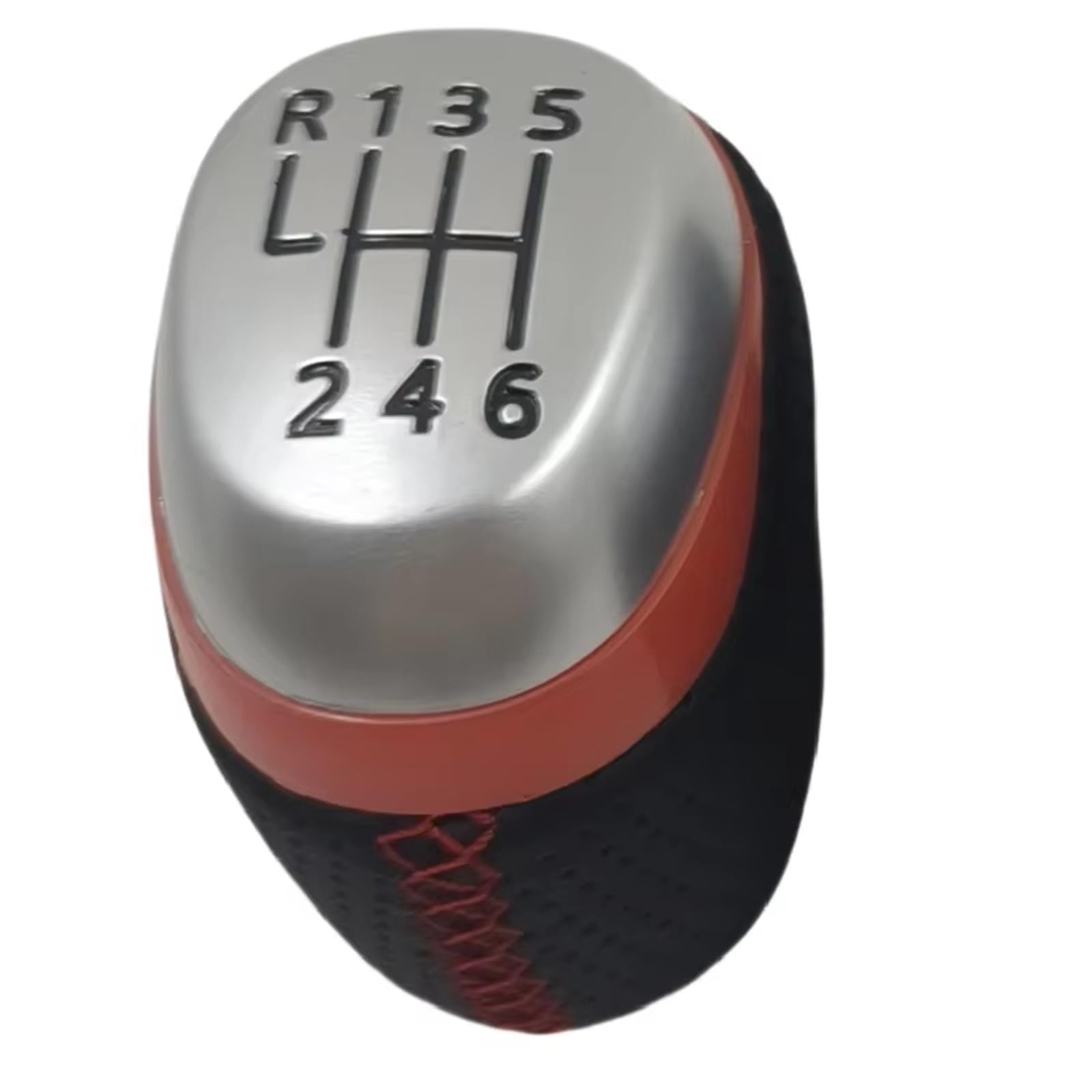 Pdurmbuab 6 Speed Red Line Gear Shift Knob Manual Gear Shift Knob Lever Gearbox Stick Shifter Leather For Scenic 4 Grand Iv 2016-2022 Gaiter Handles