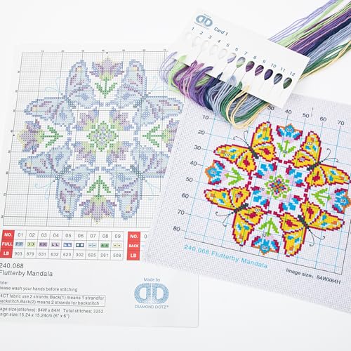 Image of Diamond Dotz No-Count Cross Stitch Flutterby Mandala - 6 in