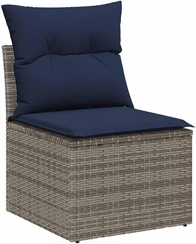 Miniatura 6 de Patio Furniture Set Outdoor Conversation 4pc Modular Gray Poly Rattan Sofa 21.7" Seat Depth Adjustable Feet Zippered Cushions for Backyard Balcony