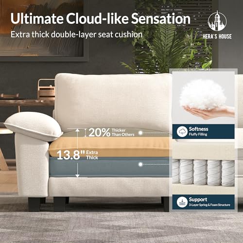 Image of HERA'S HOUSE 158 inch Oversized Modular Sectional L Shaped Sofa,Chenille Beige | 5-Seater Living Room Couches, Wider Armrest and Deep Seat, Comfy Cloud Couch with Ottoman, Wood Sturdy Frame