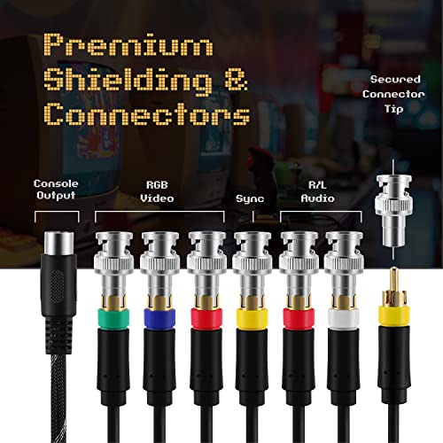 Image of TNP Genesis RGB /RGBs Adapter Cable Connector, Compatible with Sega Genesis 1 or for Sega Mega Drive 1 Game Consoles for RGB /RGBS Supported Monitors with BNC Connectors